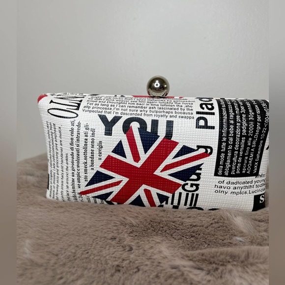 jnb Handbags - JNB British Flag Newspaper Print Clutch/Crossbody